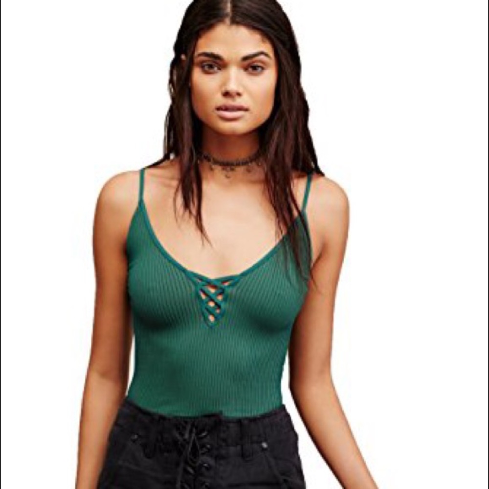 NWT Free People Textured Extreme V Holly Tank